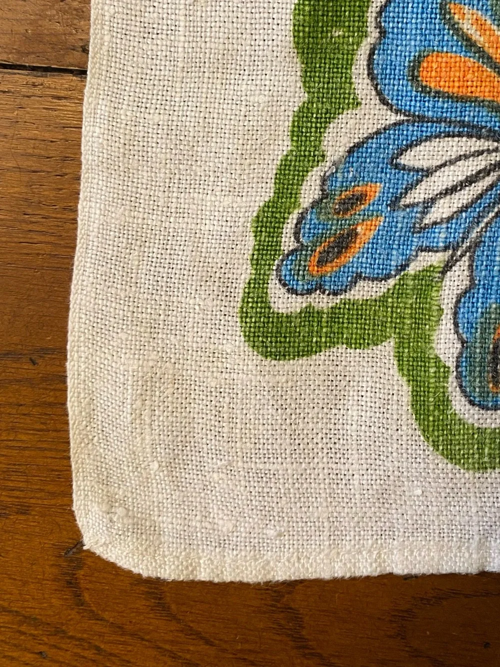 VTG 60s 70s Linen Retro Kitschy Dish Towel Hippie Butterflies